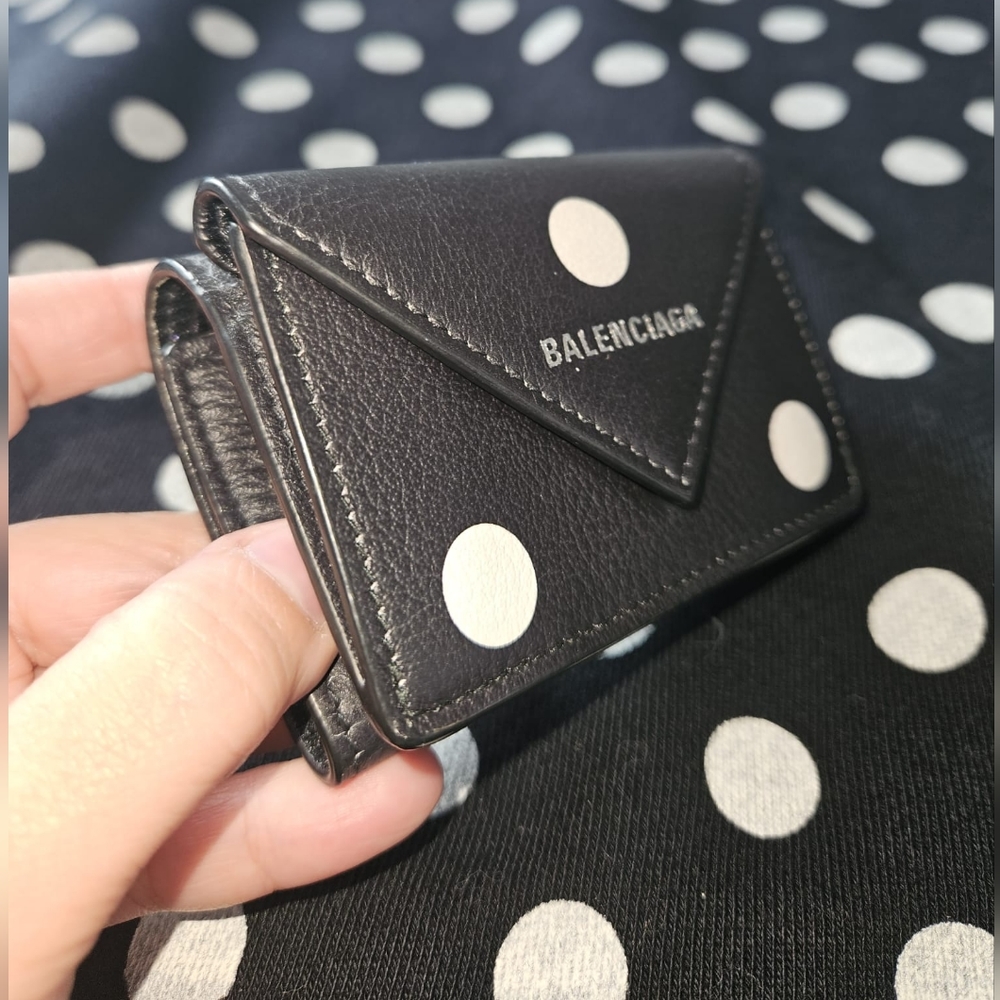 WOMEN'S PAPIER MINI WALLET SPRAYED POLKA DOTS PRINTED IN BLACK - Picture 3 of 7